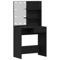 Berkfield Home Dressing Table Set with LED Black Oak Engineered Wood - thumbnail 6