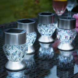 mysmartbuy 4 x Crystal Glass Colour-Changing Solar Powered Garden Stake Lights in Silver - thumbnail 6