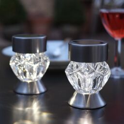 mysmartbuy 4 x Crystal Glass Colour-Changing Solar Powered Garden Stake Lights in Silver - thumbnail 8