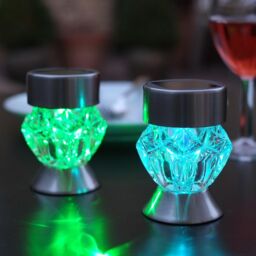 mysmartbuy 4 x Crystal Glass Colour-Changing Solar Powered Garden Stake Lights in Silver - thumbnail 4