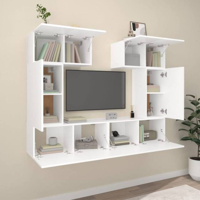 Berkfield Home Classic 6 Piece TV Cabinet Set White Engineered Wood - image 1