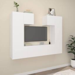 Berkfield Home Classic 6 Piece TV Cabinet Set White Engineered Wood - thumbnail 2