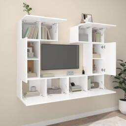 Berkfield Home Classic 6 Piece TV Cabinet Set White Engineered Wood - thumbnail 1