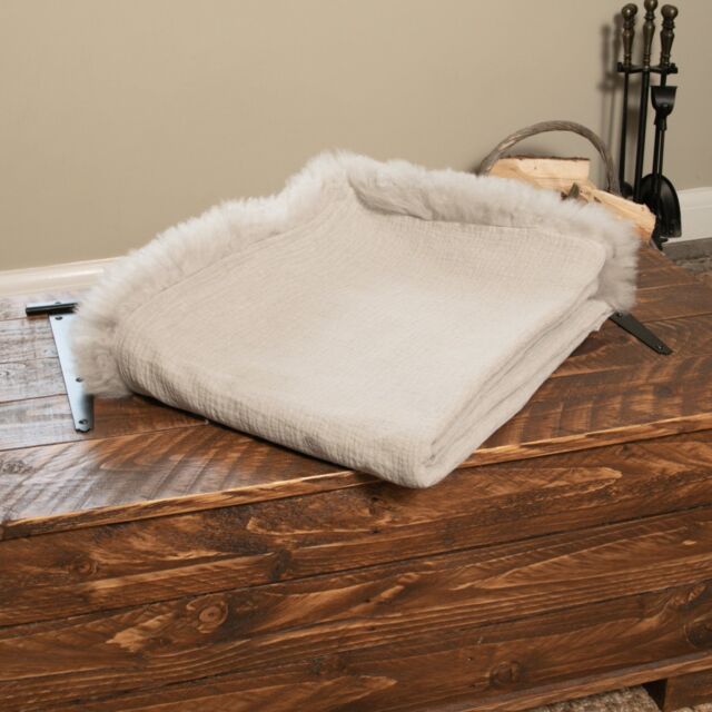 Native Natural Grey Linen Blanket Sheepskin Trim 140x180cm - Size: Double - image 1