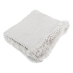 Native Natural Grey Linen Blanket Sheepskin Trim 140x180cm - Size: Double - thumbnail 4