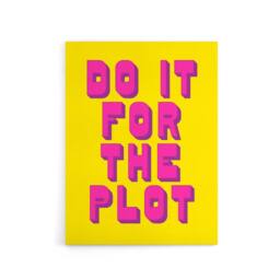 "Artery8 Do It For The Plot Retro Yellow Pink Funny Cheeky Canvas Art Print - Size: W24"" x H32""" - thumbnail 1