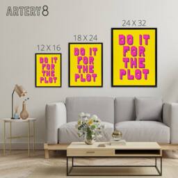 "Artery8 Do It For The Plot Retro Yellow Pink Funny Cheeky Canvas Art Print - Size: W24"" x H32""" - thumbnail 4