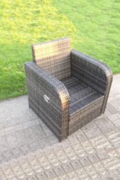 Fimous Wicker Garden Furniture Set Love Sofa Reclining Chair Outdoor Rectangular Coffee Table 4 Seater in Dark Grey - thumbnail 4
