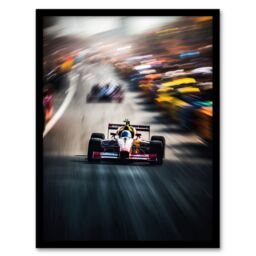 Artery8 Wall Art Print F1 Motorsport Speed Blur Racing Car For Him Fan Man Cave Art Framed - Size: A4 - thumbnail 1