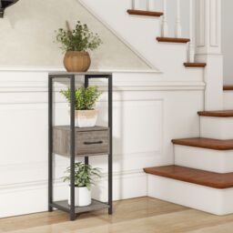 Gymax 3-Tier Tall Plant Stand 92 CM Corner Display Shelf Flower Pot Holder in Grey - thumbnail 3