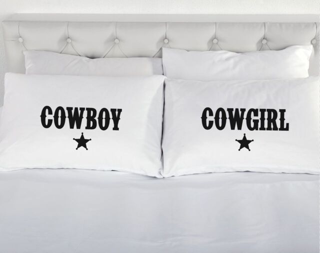 60 SECOND MAKEOVER Cowboy Cowgirl Pillowcases in White