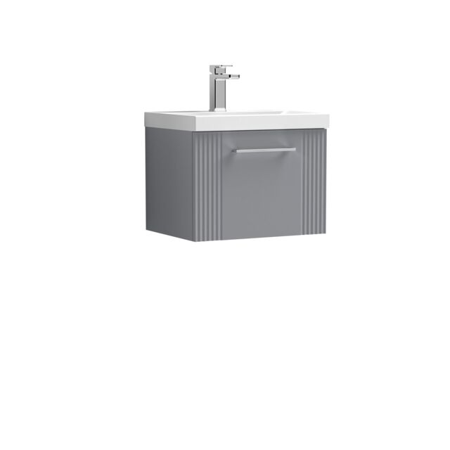 Balterley Wall Hung 1 Drawer Vanity Unit - Mid-Edge Basin 500mm, Satin Grey - image 1