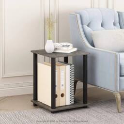 EONLION Light Walnut 2 Tier Side Table With Shelf - Size: 100 cm - thumbnail 3
