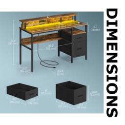 Pirlo Plush Industrial 135CM Computer Desk With USB Outlets & LED Lights in Brown - thumbnail 9