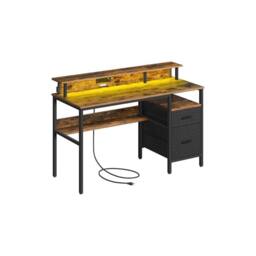 Pirlo Plush Industrial 135CM Computer Desk With USB Outlets & LED Lights in Brown - thumbnail 8