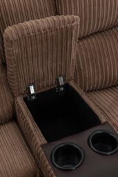 More4Homes Postana Dual Motor Rise Recliner 2 Seater Cord Drinks Console Sofa in Brown - thumbnail 4