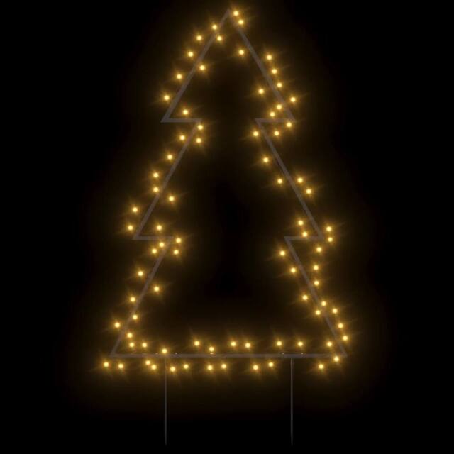 Berkfield Home Warm Christmas Light Decoration with Spikes Tree 80 LEDs 60 cm in Black - image 1