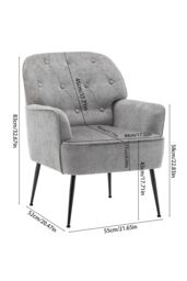 Living and Home Modern Chenille Upholstered Leisure Chair in Grey - thumbnail 5