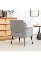 Living and Home Modern Chenille Upholstered Leisure Chair in Grey - thumbnail 3