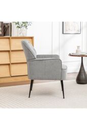 Living and Home Modern Chenille Upholstered Leisure Chair in Grey - thumbnail 4
