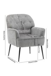 Living and Home Modern Chenille Upholstered Leisure Chair in Grey - thumbnail 9