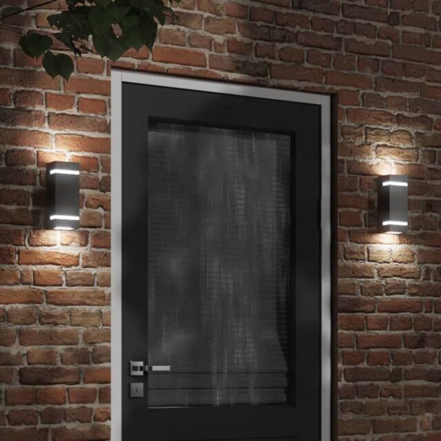 Berkfield Home Outdoor Wall Lights 2pcs Black Stainless Steel - image 1