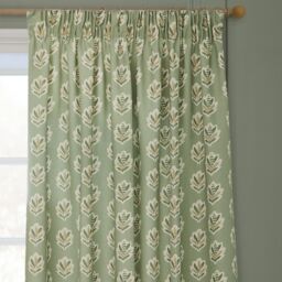 Sanderson Sessile Leaf Printed Room Darkening Pencil Pleat Curtains in Light Green - Size: 229 cm width x 183 cm drop - thumbnail 3