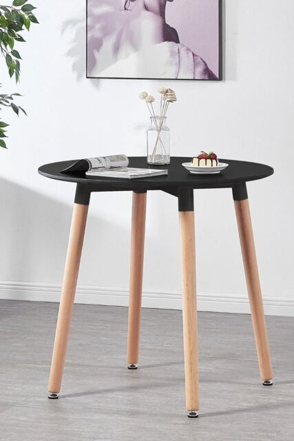 Life Interiors 80 CM Round Wooden Dining Table Small Kitchen Table in Black - image 1