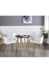Life Interiors 80 CM Round Wooden Dining Table Small Kitchen Table in Black - thumbnail 4