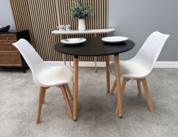Life Interiors 80 CM Round Wooden Dining Table Small Kitchen Table in Black - thumbnail 8