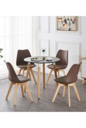 Life Interiors 80 CM Round Wooden Dining Table Small Kitchen Table in Black - thumbnail 5