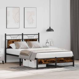 Berkfield Home Bed Frame Frame Smoked Oak 120x190 cm Small Double Wood in Brown - thumbnail 4