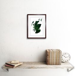 "Artery8 Wall Art Print Scotland Map Trees Framed in Brown - Size: W7"" x H9""" - thumbnail 2