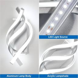 Goeco LED Interior Wall Light 22W Modern Design Aluminium Wall Light 6500K in Silver - thumbnail 6