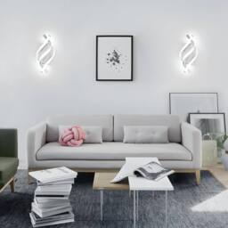 Goeco LED Interior Wall Light 22W Modern Design Aluminium Wall Light 6500K in Silver - thumbnail 7