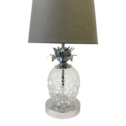 First Choice Lighting Pair of Chrome Pineapple Touch Lamps with Grey Shades in Silver - thumbnail 6