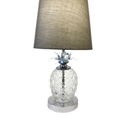 First Choice Lighting Pair of Chrome Pineapple Touch Lamps with Grey Shades in Silver - thumbnail 5