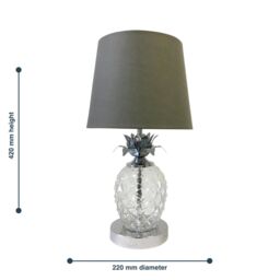 First Choice Lighting Pair of Chrome Pineapple Touch Lamps with Grey Shades in Silver - thumbnail 8