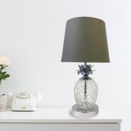 First Choice Lighting Pair of Chrome Pineapple Touch Lamps with Grey Shades in Silver - thumbnail 9