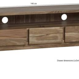 Wyld Haus Wellington Acacia Wood Wide Media Unit 3 Drawers in Brown - thumbnail 2