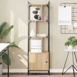 Berkfield Home Bookcase with Door Sonoma Oak 44.5x30x154.5 cm Engineered Wood in Brown - thumbnail 1