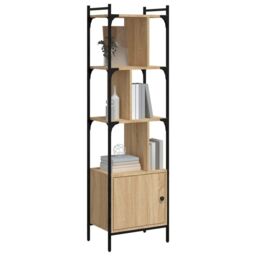 Berkfield Home Bookcase with Door Sonoma Oak 44.5x30x154.5 cm Engineered Wood in Brown - thumbnail 3