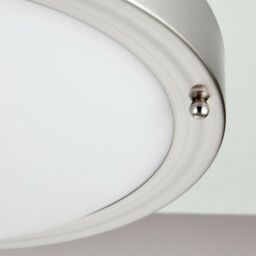 Loops Flush Bathroom Ceiling Light Satin Nickel IP44 Round LED Cool White Lamp Fitting in Metallics - thumbnail 3