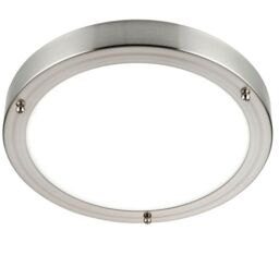 Loops Flush Bathroom Ceiling Light Satin Nickel IP44 Round LED Cool White Lamp Fitting in Metallics - thumbnail 1