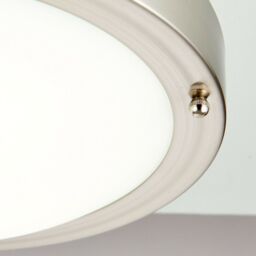 Loops Flush Bathroom Ceiling Light Satin Nickel IP44 Round LED Cool White Lamp Fitting in Metallics - thumbnail 4