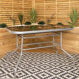 Samuel Alexander 6 Person Garden Furniture Patio Set Table, 6 Chairs & Parasol with Black Glass - thumbnail 3