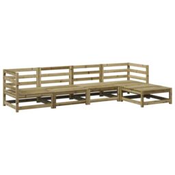 Berkfield Home 5 Piece Garden Sofa Set Impregnated Wood Pine in Brown - thumbnail 2