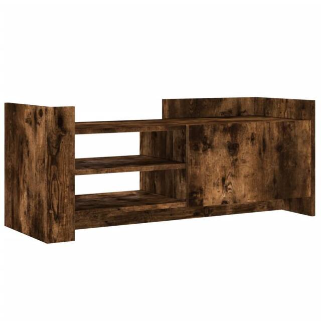 Berkfield Home TV Cabinet Smoked Oak 100x35x40 cm Engineered Wood in Dark Brown - Size: 100 x 35 x 40 cm - image 1