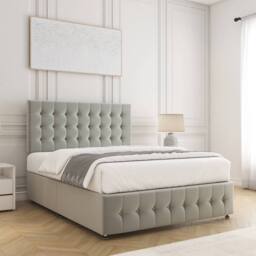 "BSSPOKE Eva Divan Bed Plush Velvet Set 24"" Headboard & No Mattress No Drawers in Silver - Size: Single" - thumbnail 3