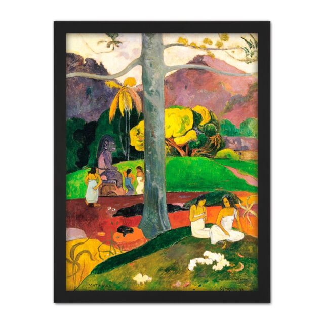 "Artery8 Wall Art Print Paul Gauguin Mata Mua In Olden Times Large Framed Wall Décor Art in Light Oak - Size: W18"" x H24""" - image 1
